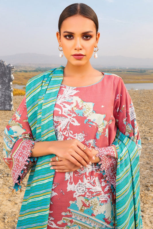 Alkaram - 3 Pc Printed Khaddar Suit With Printed Khaddar Dupatta