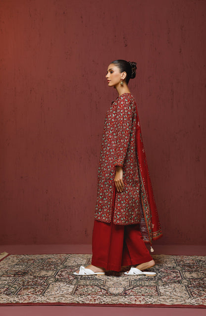 Orient - Stitched 3 Piece Printed Khaddar Shirt , Khaddar Pant and Khaddar Dupatta