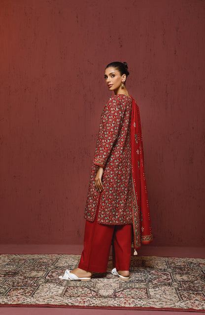 Orient - Unstitched 3 Piece Printed Khaddar Shirt , Khaddar Pant and Khaddar Dupatta
