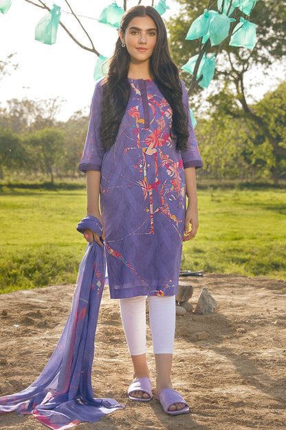 Alkaram - 2 Pc Printed Suit With Cotton Viscose Dupatta
