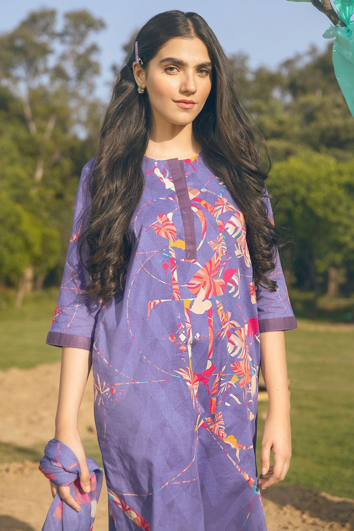 Alkaram - 2 Pc Printed Suit With Cotton Viscose Dupatta