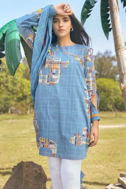Alkaram - 2 Pc Printed Suit With Cotton Viscose Dupatta