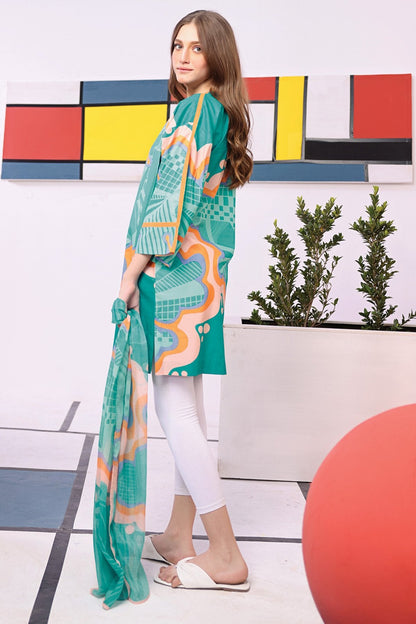 Alkaram - 2 Pc Printed Cambric Shirt With Cotton Viscose Stole