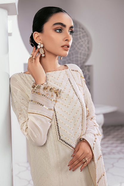 Alkaram - 3 Pc Embroidered Swiss Voile Suit With Chiffon Dupatta