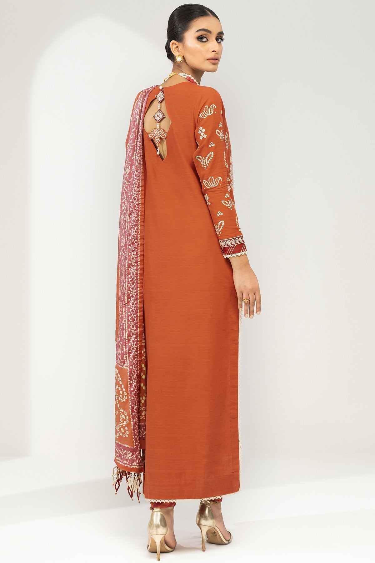 Alkaram - 3 Pc Embroidered Khaddar Suit With Cotton Silk Dupatta