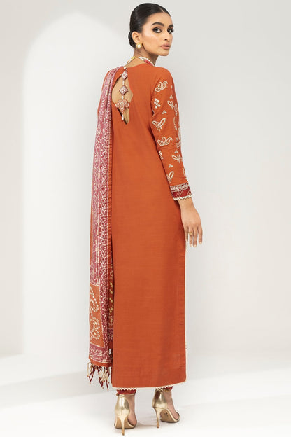 Alkaram - 3 Pc Embroidered Khaddar Suit With Cotton Silk Dupatta