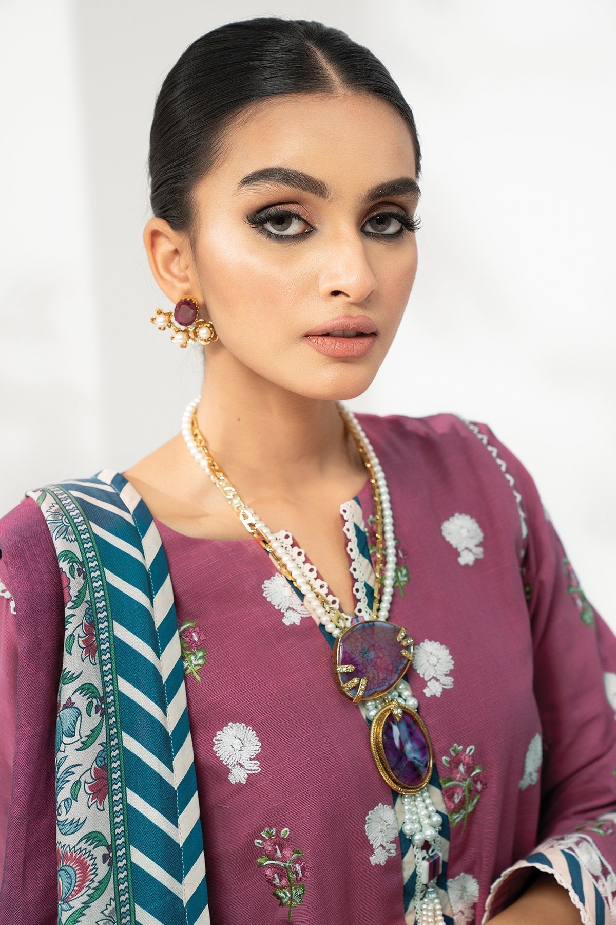 3 Pc Embroidered Khaddar Suit With Wool Shawl