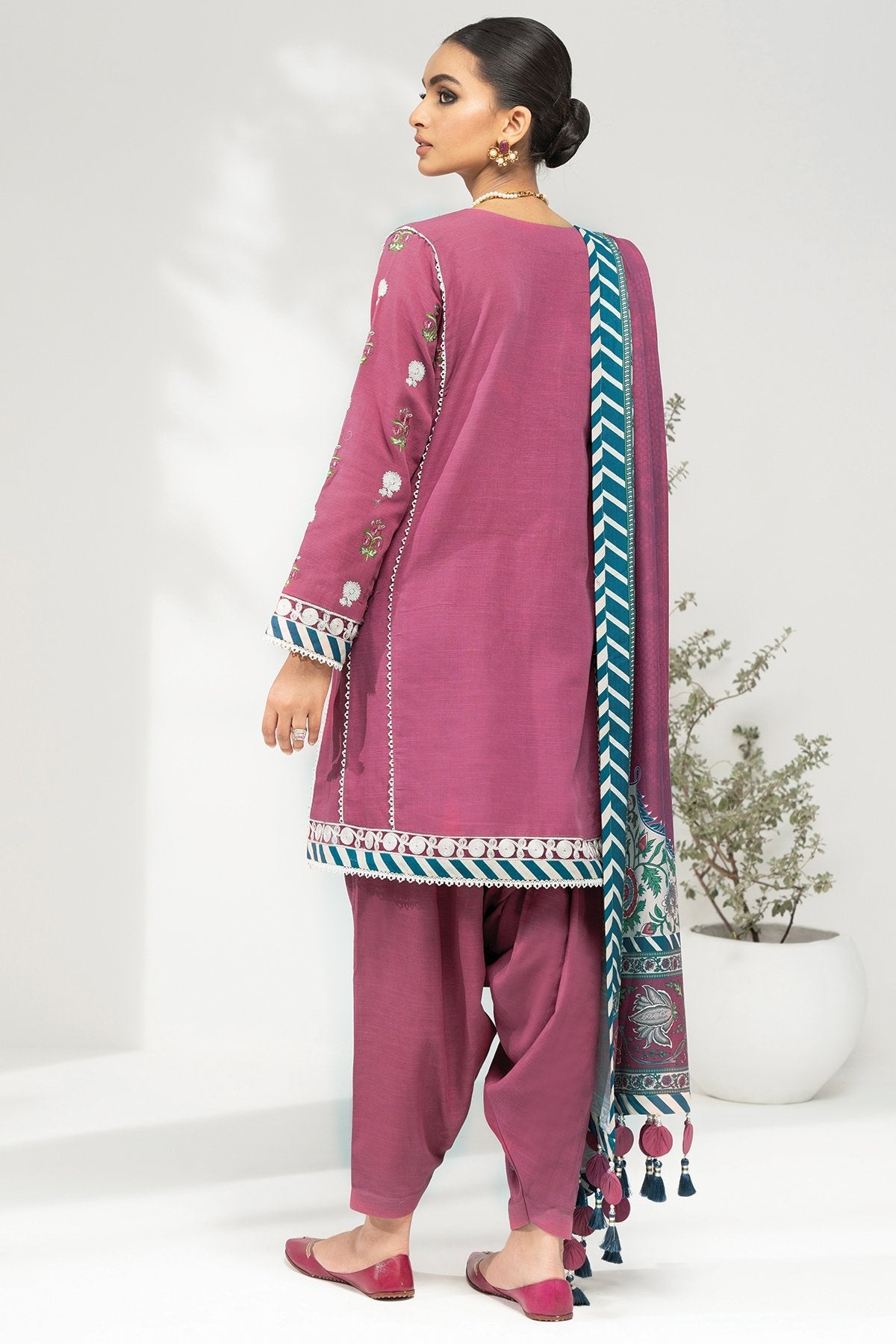 3 Pc Embroidered Khaddar Suit With Wool Shawl