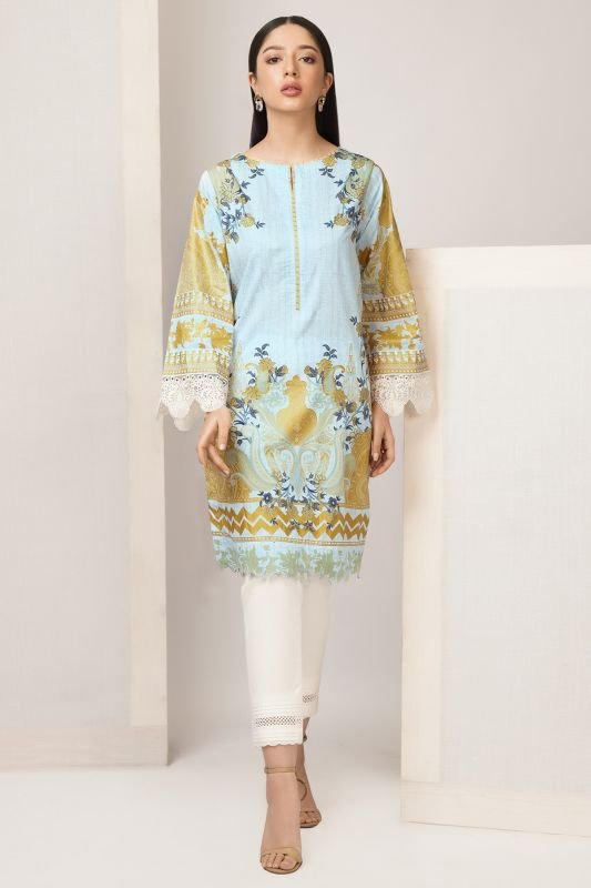 2 Pc Embroidered Cotton Satin Suit