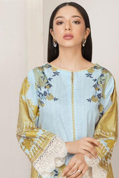 2 Pc Embroidered Cotton Satin Suit