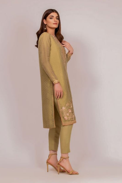 Embroidered Jacquard Zari Net Kurti