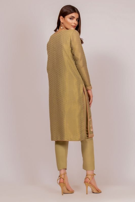 Embroidered Jacquard Zari Net Kurti