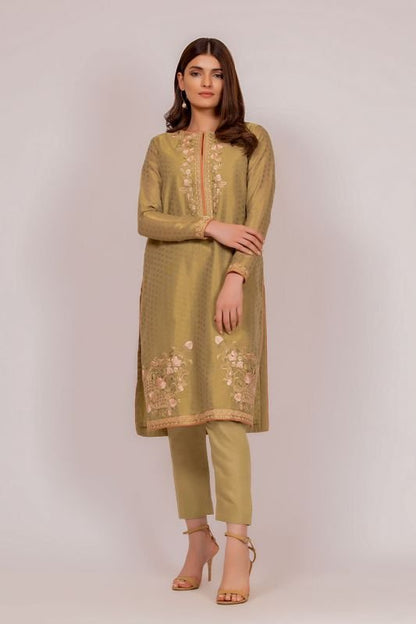 Embroidered Jacquard Zari Net Kurti