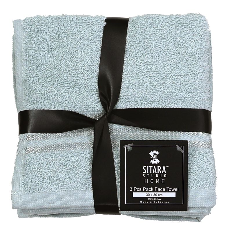 3PC Pack Face Towel - Grey Blue