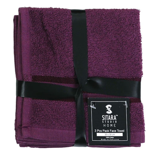 3PC Pack Face Towel - Dark Purple