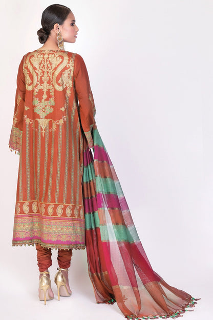 Alkaram - 3 Pc Embroidered Suit With Jacquard Dupatta