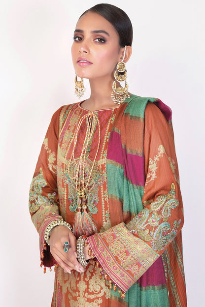 Alkaram - 3 Pc Embroidered Suit With Jacquard Dupatta