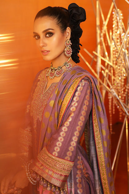 Alkaram - 3 Piece Embroidered Suit With Cotton Silk Dupatta