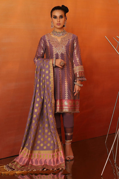 Alkaram - 3 Piece Embroidered Suit With Cotton Silk Dupatta