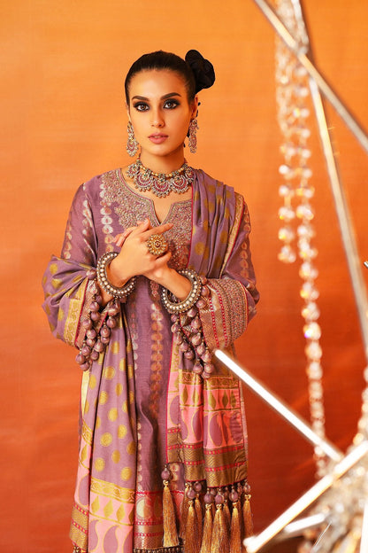 Alkaram - 3 Piece Embroidered Suit With Cotton Silk Dupatta