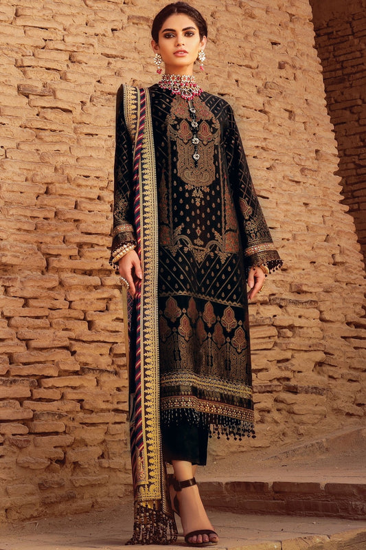 3 Pc Embroidered Suit With Cotton Silk Dupatta