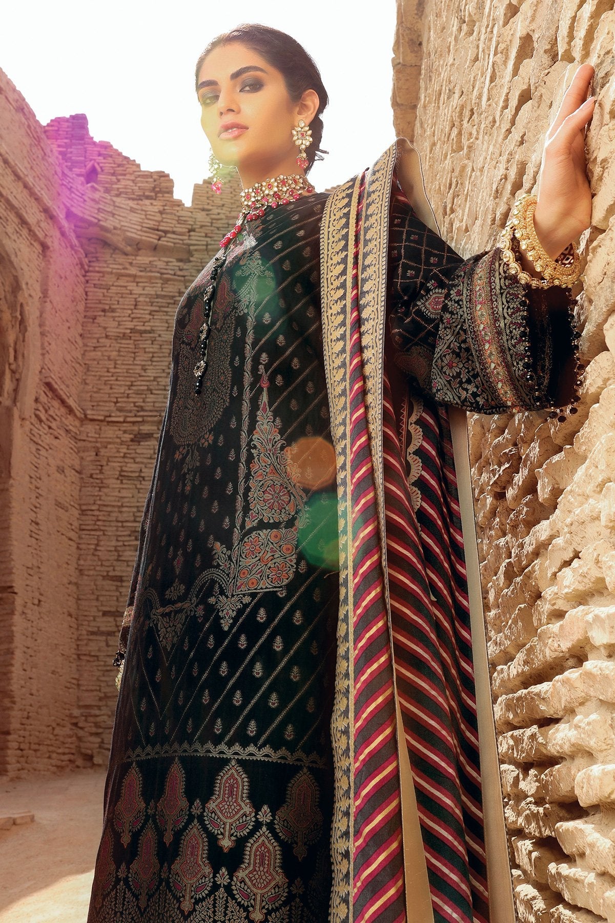 Alkaram - 3 Pc Embroidered Suit With Cotton Silk Dupatta