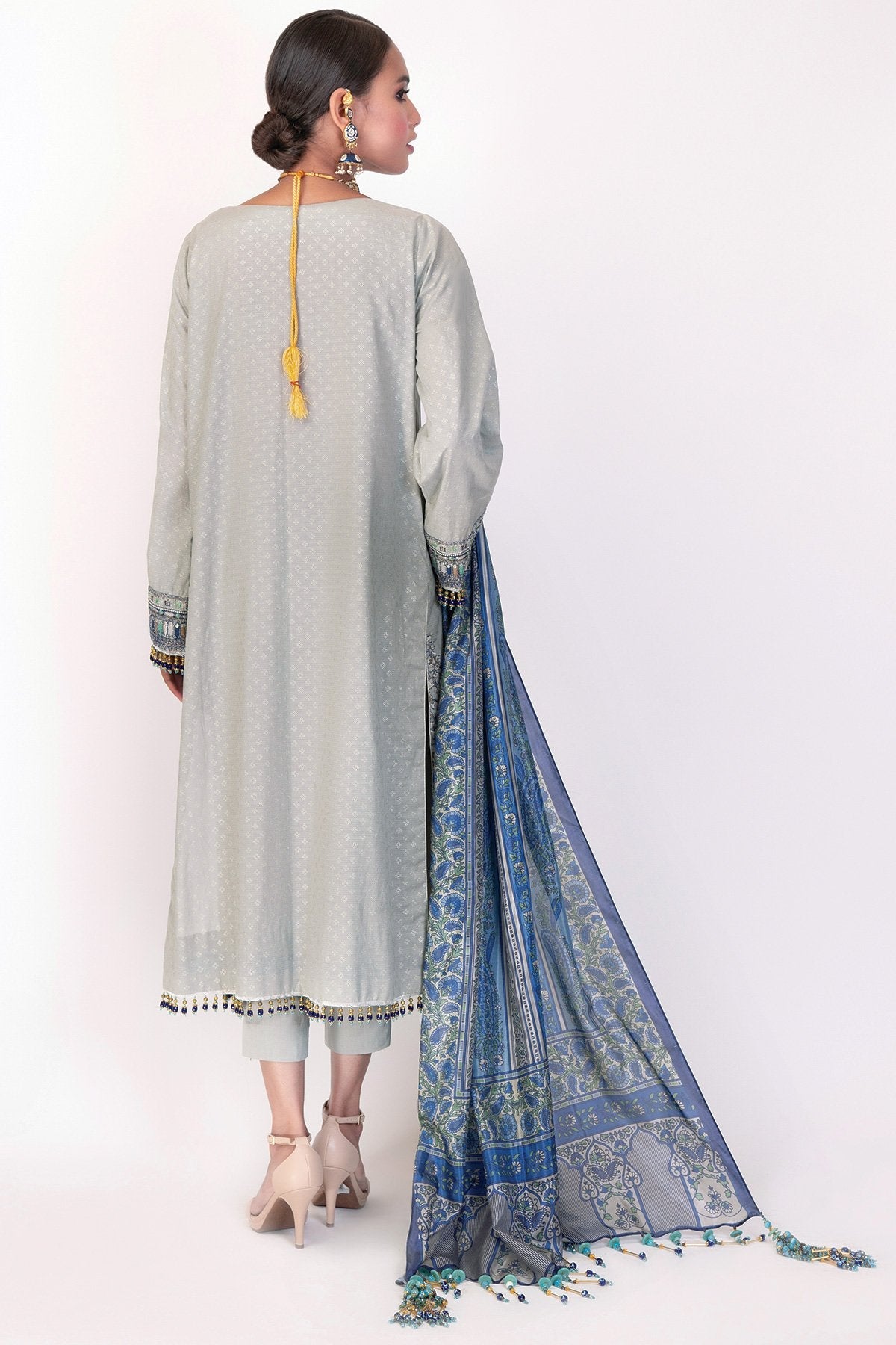 Alkaram - 3 Pc Embroidered Suit With Silk Dupatta
