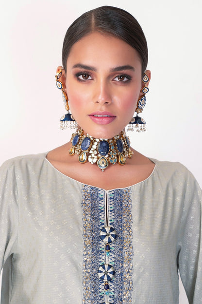 Alkaram - 3 Pc Embroidered Suit With Silk Dupatta