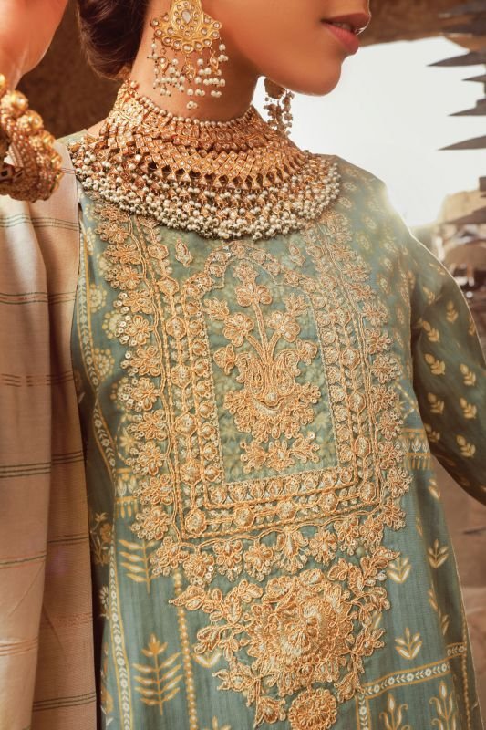3 Pc Embroidered Suit With Jaqcuard Dupatta