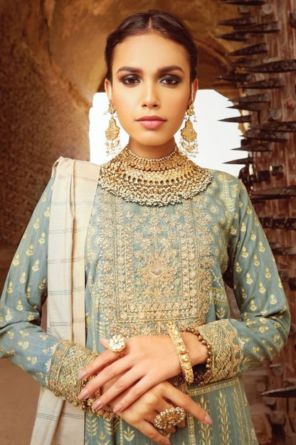 3 Pc Embroidered Suit With Jaqcuard Dupatta