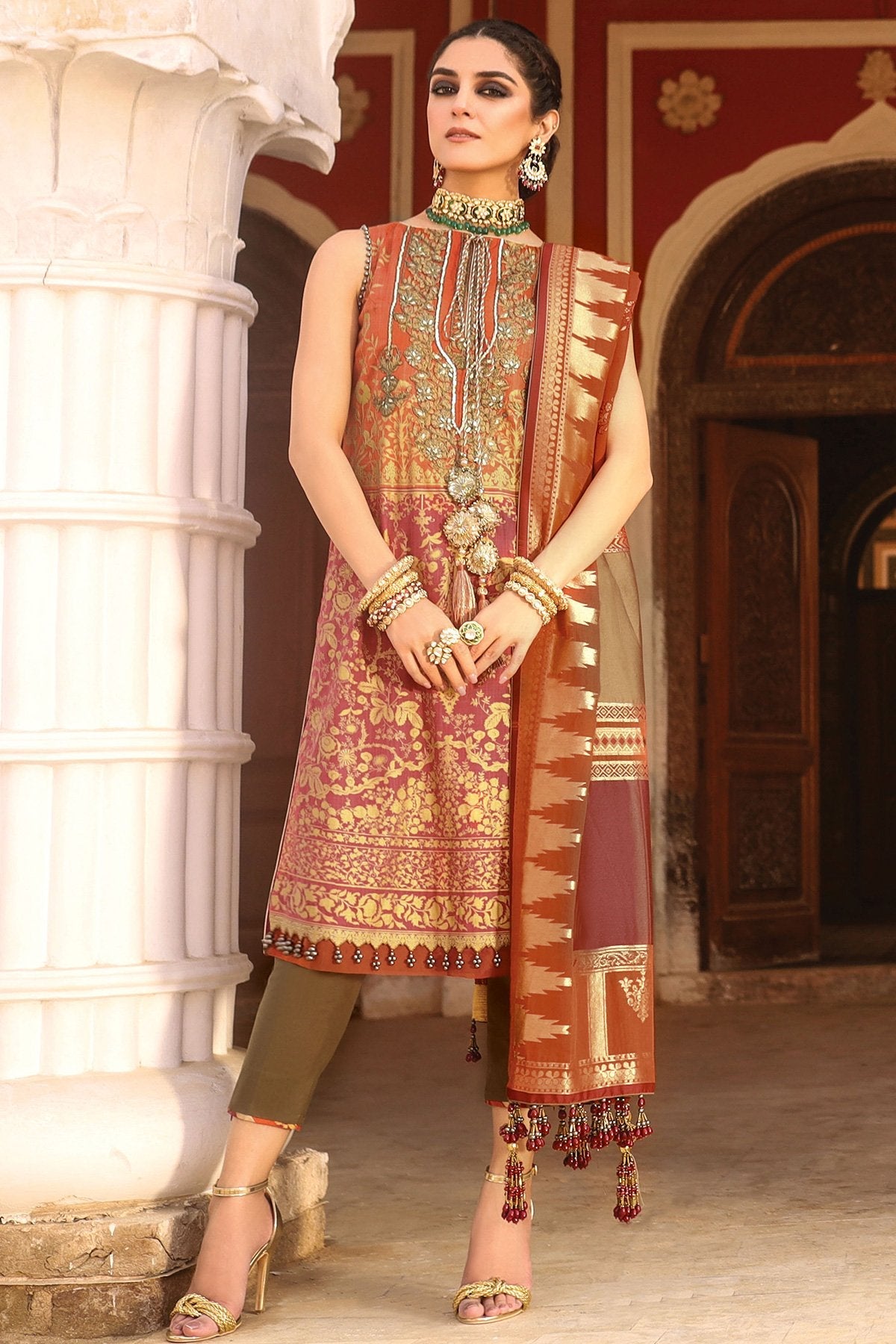Alkaram - 3 Pc Embroidered Suit With Jaqcuard Dupatta