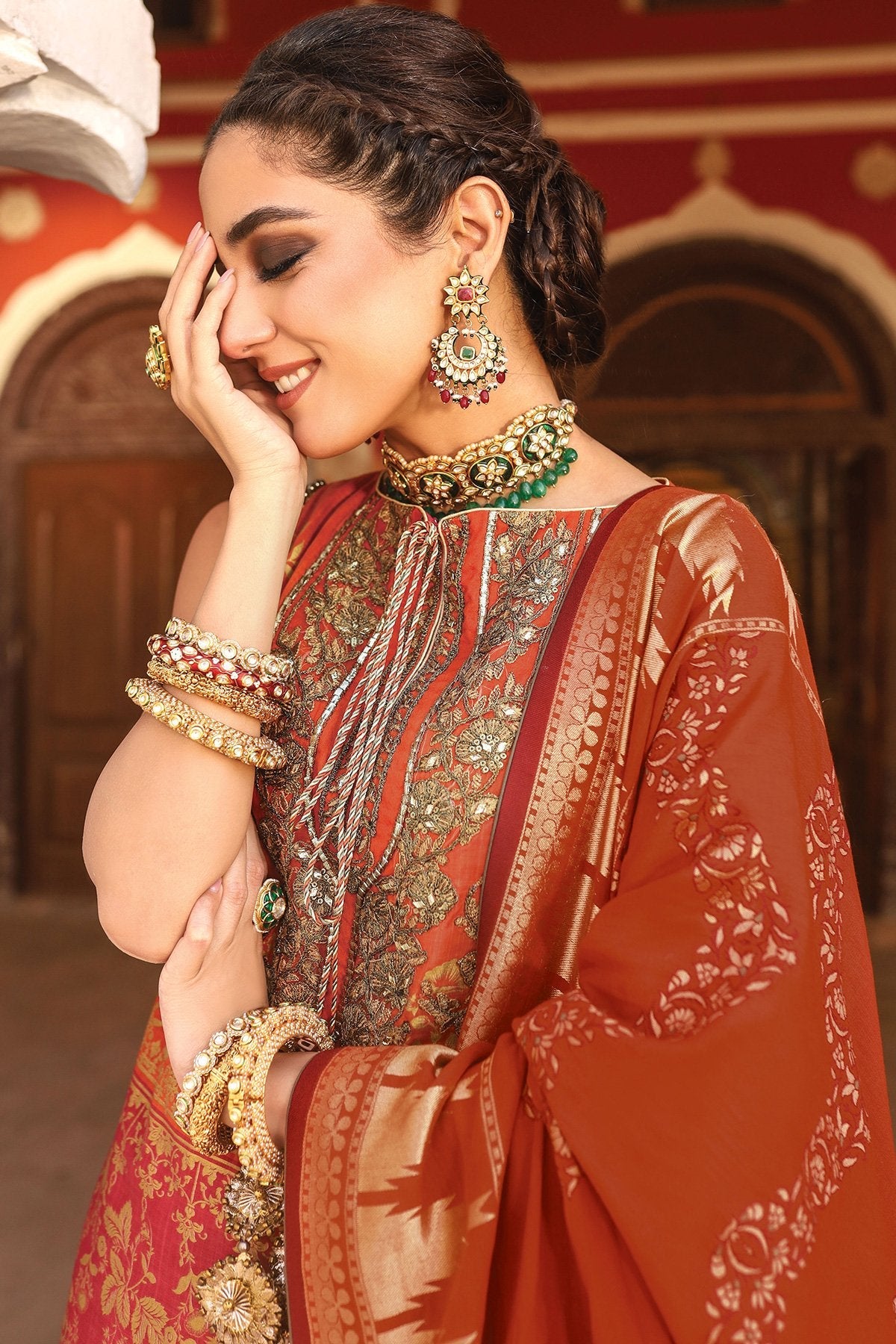 Alkaram - 3 Pc Embroidered Suit With Jaqcuard Dupatta
