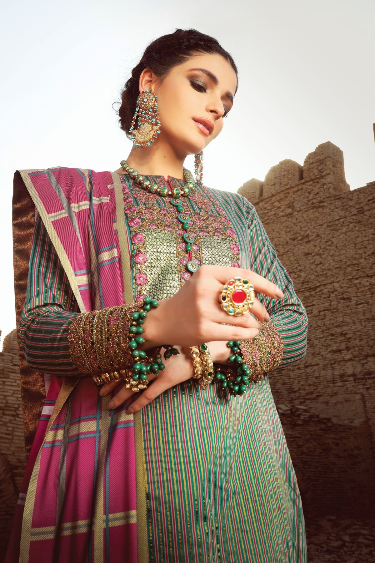 Alkaram - 3 Pc Embroidered Suit With Cotton Silk Dupatta