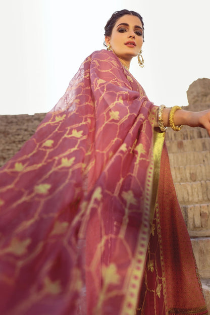 Alkaram - 3 Pc Embroidered Suit With Chiffon Dupatta