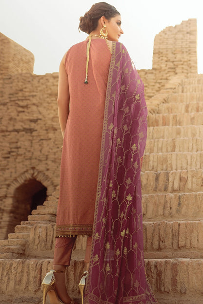 Alkaram - 3 Pc Embroidered Suit With Chiffon Dupatta