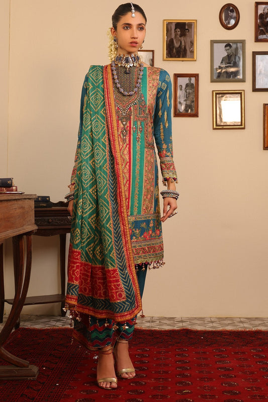 2 Pc Embroidered Two way Slub Lawn Suit With Zari Lawn Dupatta