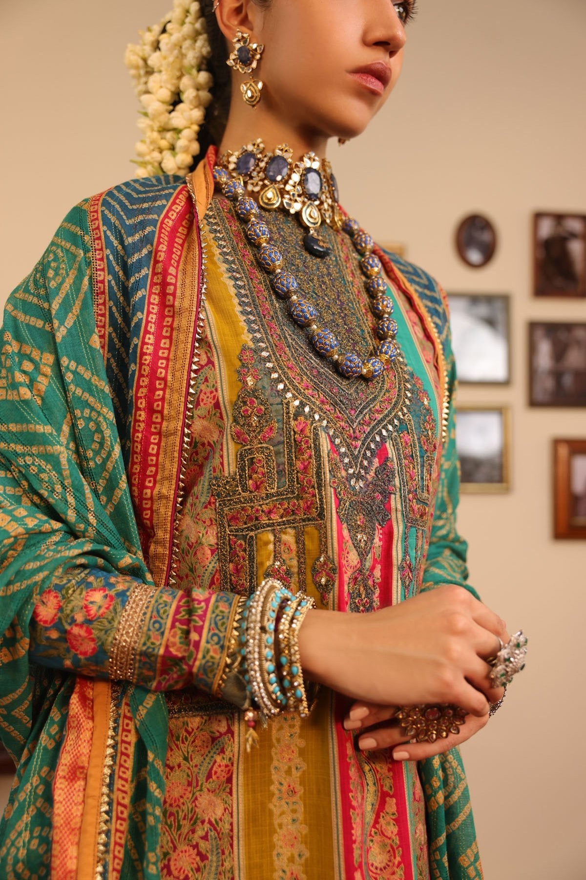 Alkaram - 2 Pc Embroidered Two way Slub Lawn Suit With Zari Lawn Dupatta