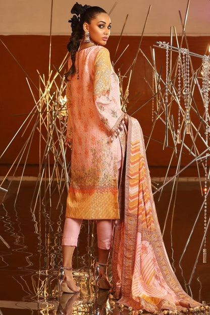3 Piece Embroidered Suit With Digital Silk Dupatta