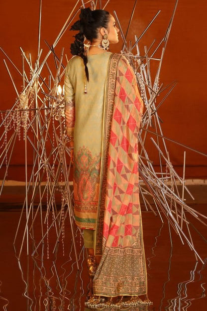 3 Piece Embroidered Suit With Digital Silk Dupatta