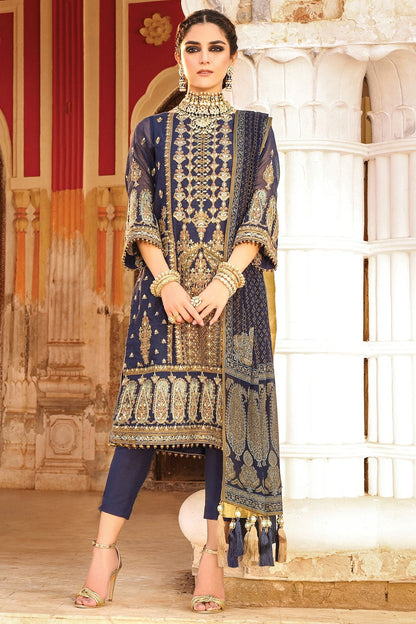Alkaram - 3 Pc Embroidered Suit With Chiffon Dupatta