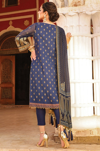Alkaram - 3 Pc Embroidered Suit With Chiffon Dupatta