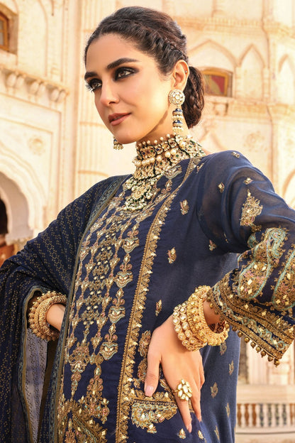 Alkaram - 3 Pc Embroidered Suit With Chiffon Dupatta