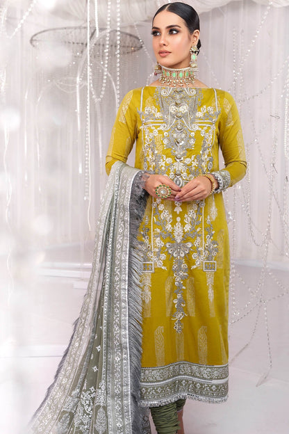 Alkaram - Two Piece Embroidered Foil Cotton Satin Shirt With Foil Chiffon Dupatta