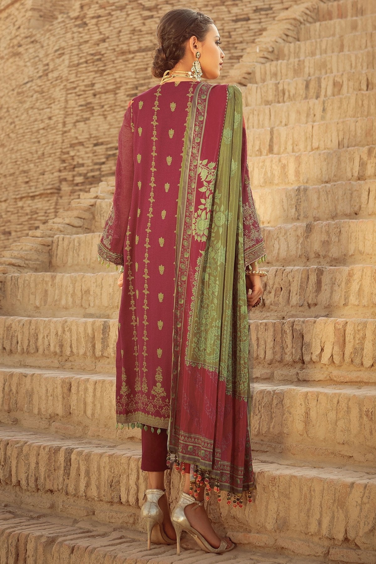 Alkaram - 3 Pc Embroidered Suit With Chiffon Dupatta