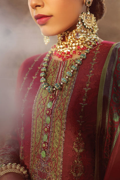 Alkaram - 3 Pc Embroidered Suit With Chiffon Dupatta