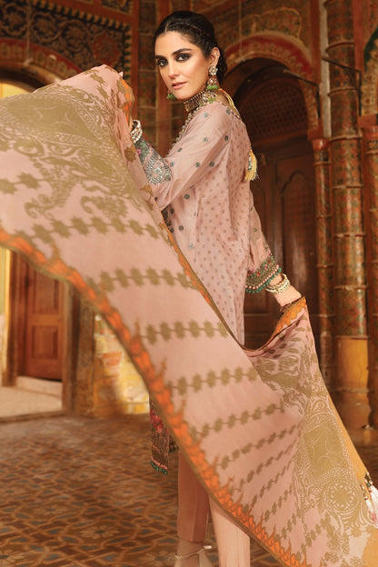 Alkaram - 3 Pc Embroidered Suit With Chiffon Dupatta