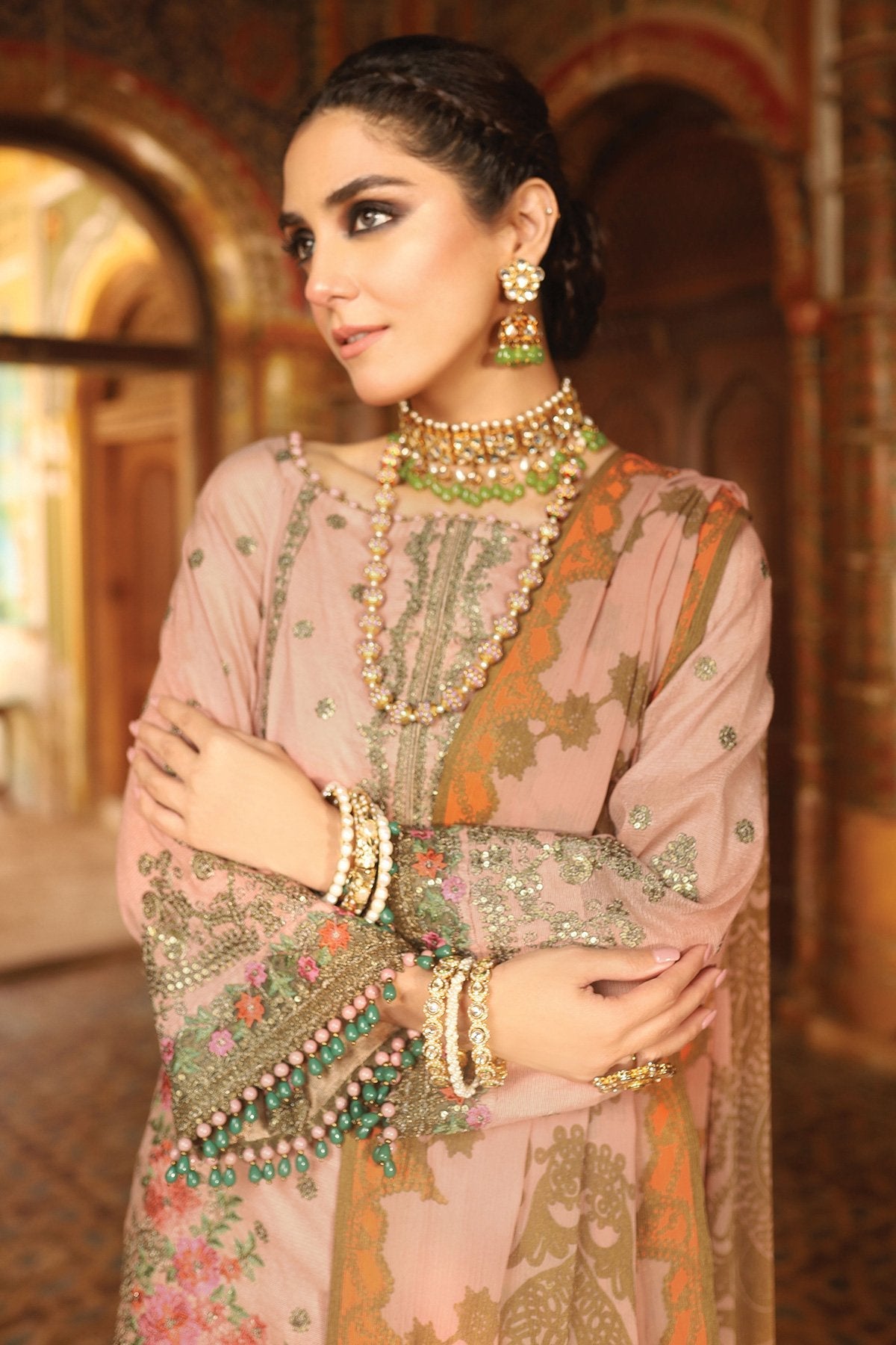 Alkaram - 3 Pc Embroidered Suit With Chiffon Dupatta
