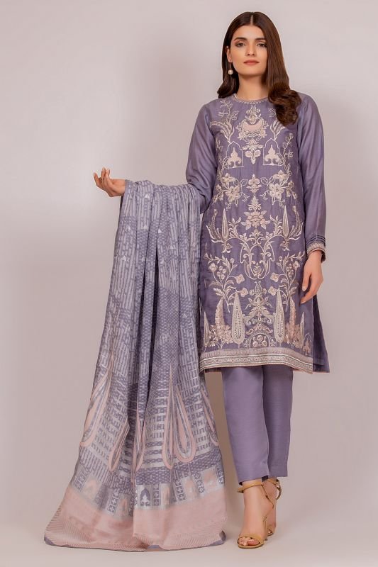 3 Piece Formal Cotton Net Suit