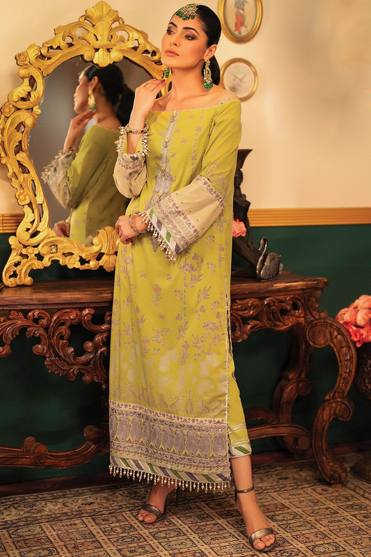 2 Pc Embroidered Cambric Suit With Cambric Trouser