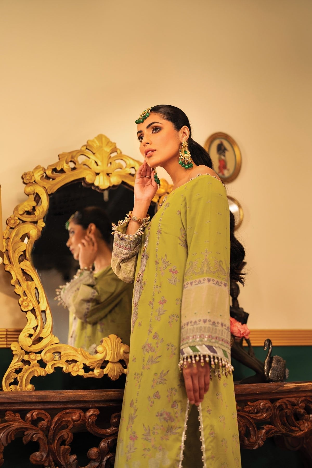 2 Pc Embroidered Cambric Suit With Cambric Trouser